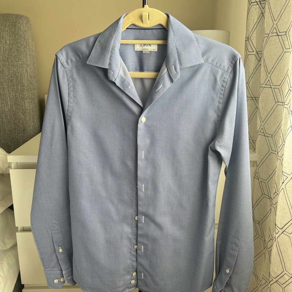 Eton Blue Dress Shirt Classic Style